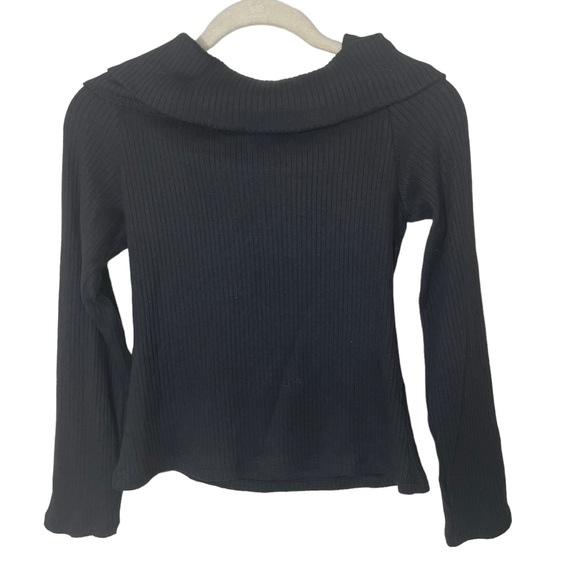 NEW WITH TAGS Madewell Black Off Shoulder Ribbed Long Sleeve Top in Size Medium - Picture 4 of 7